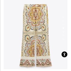 Zara printed wide leg flared pants